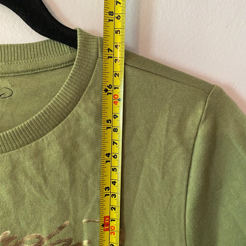 NWT Ed Hardy Green Cropped Baby Tee Death Before Dishonor Women's size Large - Picture 8 of 10